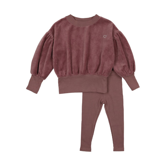 Velour Girls Set - Dusty Plum