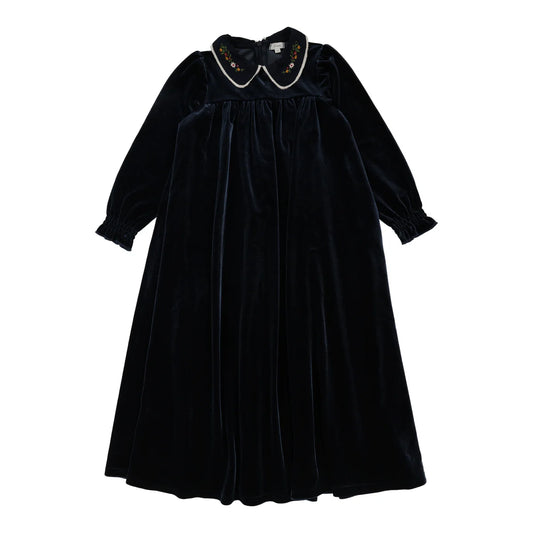 Velour Collar Maxi - Navy