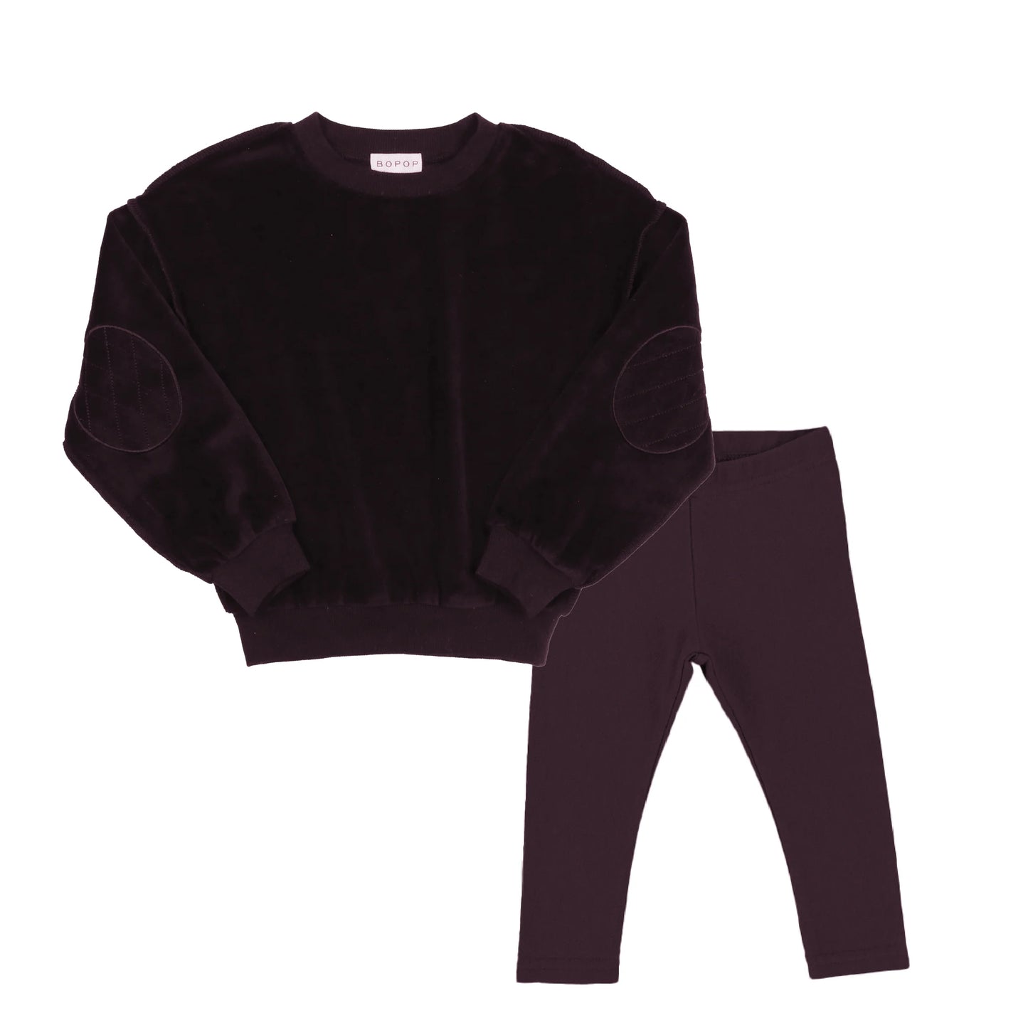 Velour Patch Boy Set - Eggplant