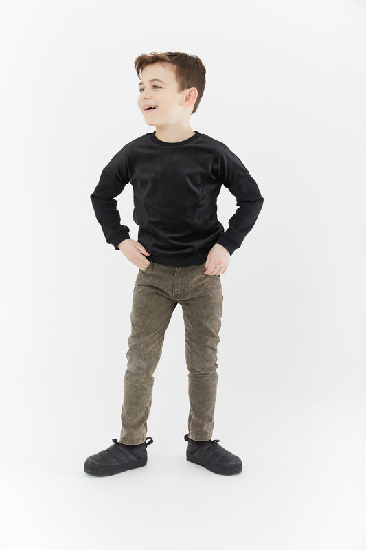 Velour Rib Combo Sweatshirt
