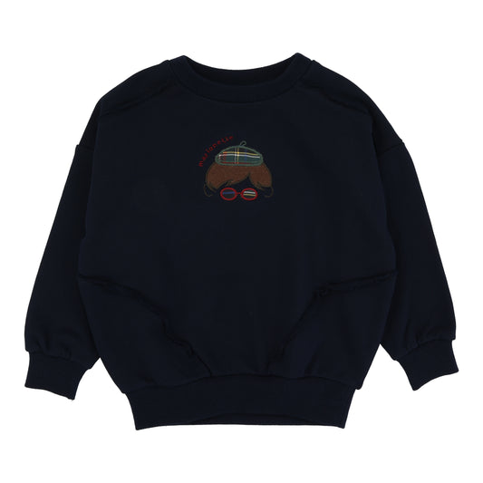 Plaid Detail Boys Sweatshirt Navy