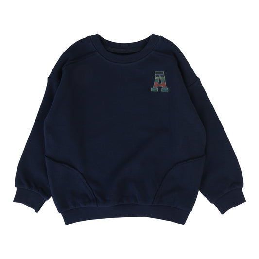 Plaid Detail Boys Sweatshirt Navy