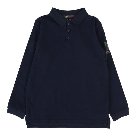 Plaid Detail Polo Navy