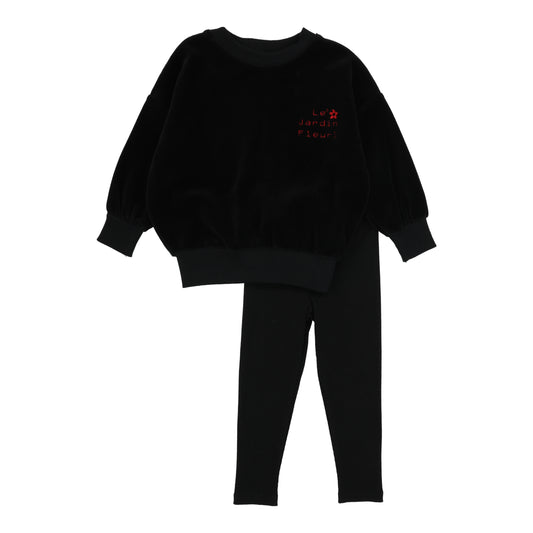 Girls Velour Sweatshirt Set Black