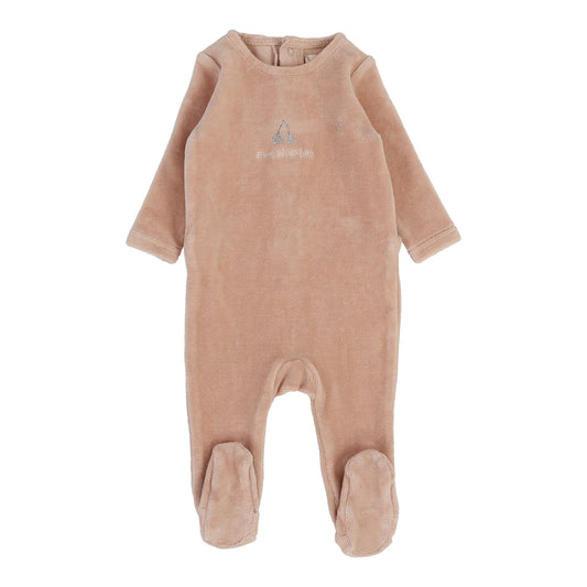 Velour Classic Footie Dusty Pink