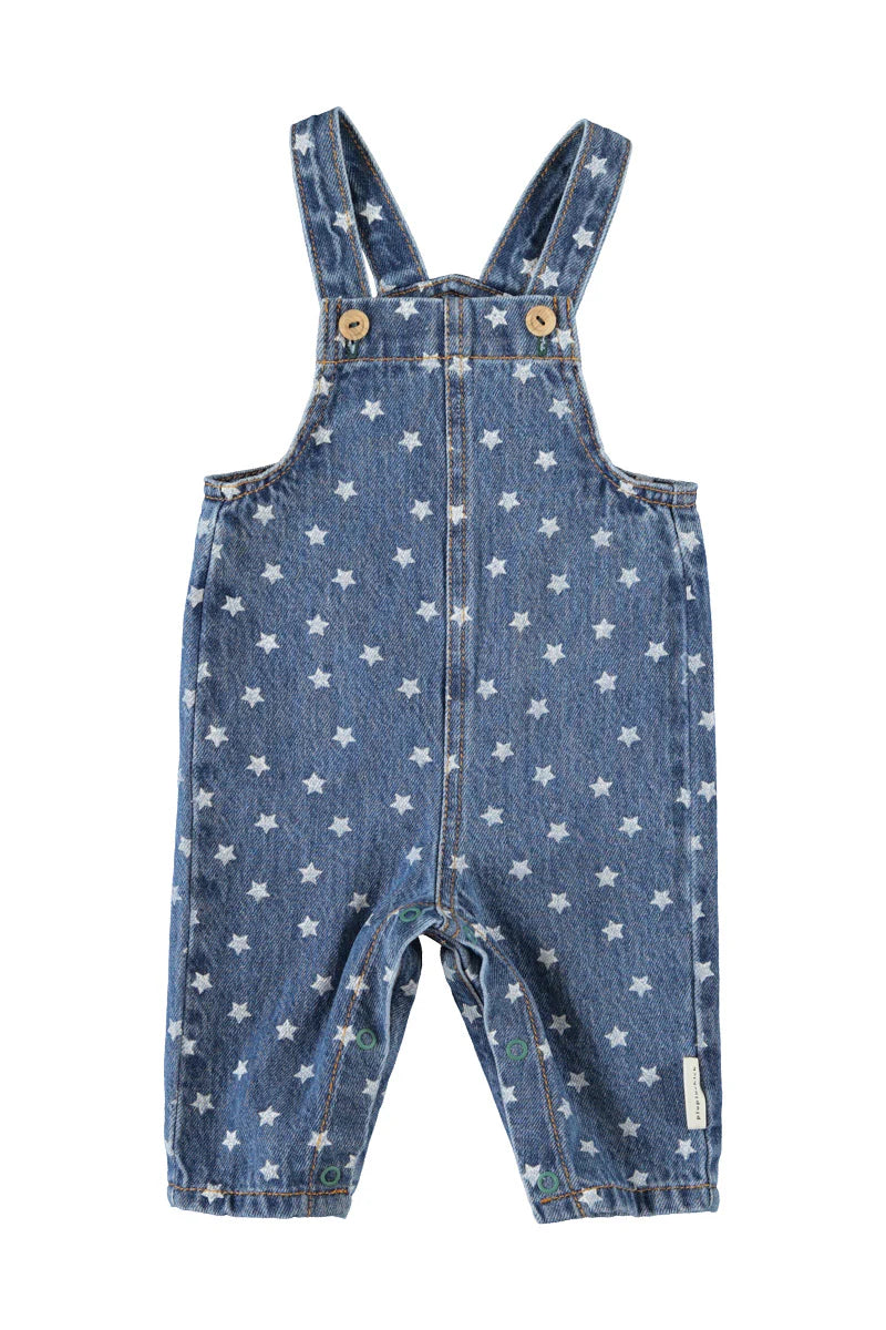 Baby Dungarees Washed Navy Denim with Stars