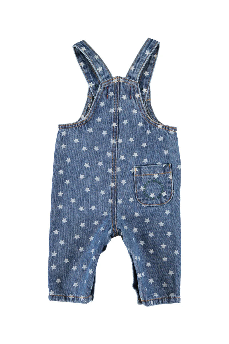 Baby Dungarees Washed Navy Denim with Stars