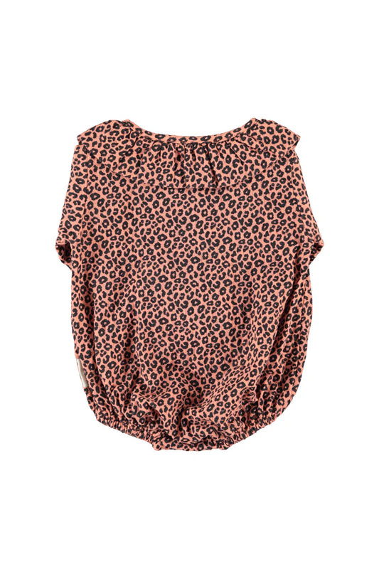 Long Sleeve Romper Pink with Animal Print