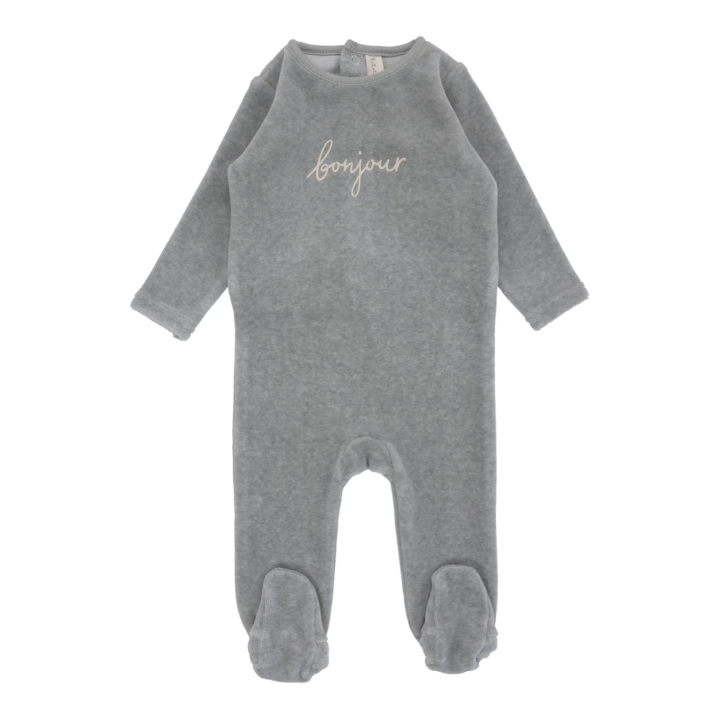 Velour Bonjour Footie - Heathered Blue