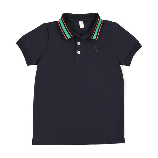 Navy with Green and Orange  Stripe - S/S
