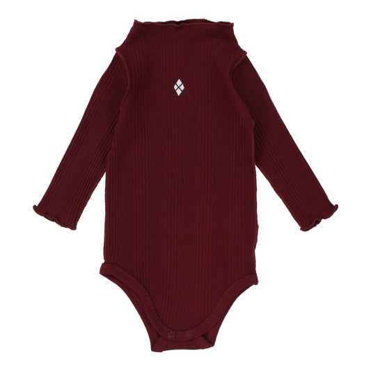 Ribbed Funnel Neck Onesie Burgundy/Em