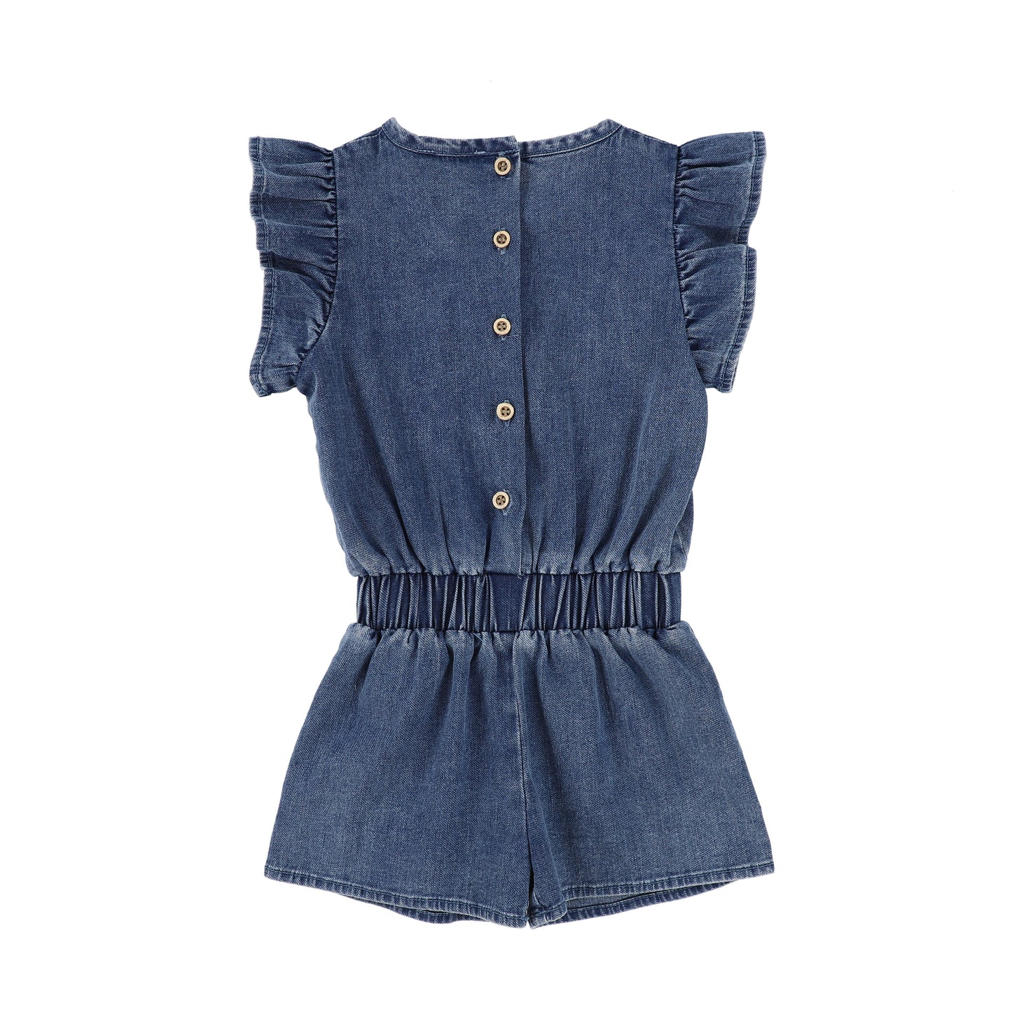 Ruffle Sleeve Denim Romper