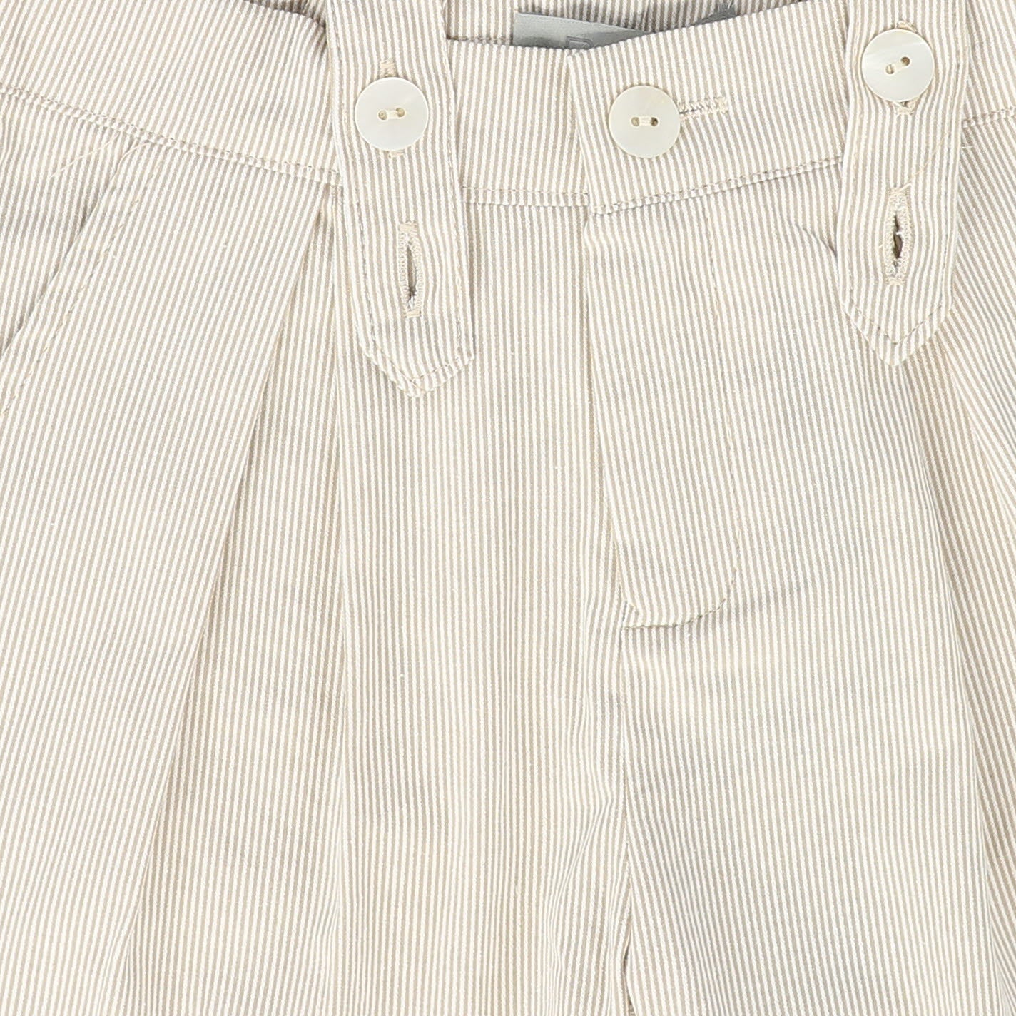 Thin Striped Suspender Shorts- Tan