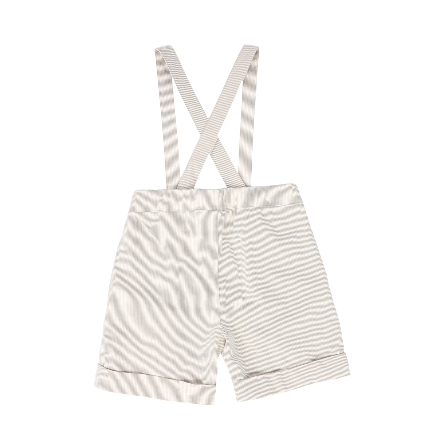 Thin Striped Suspender Shorts- Tan