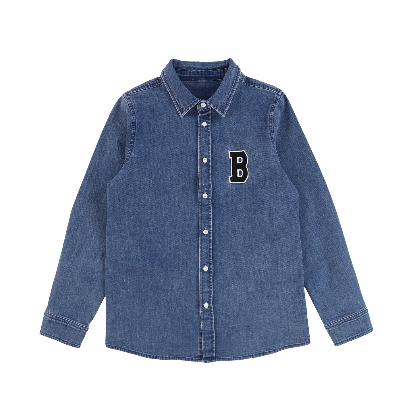 Denim Letter Patch LS Blouse