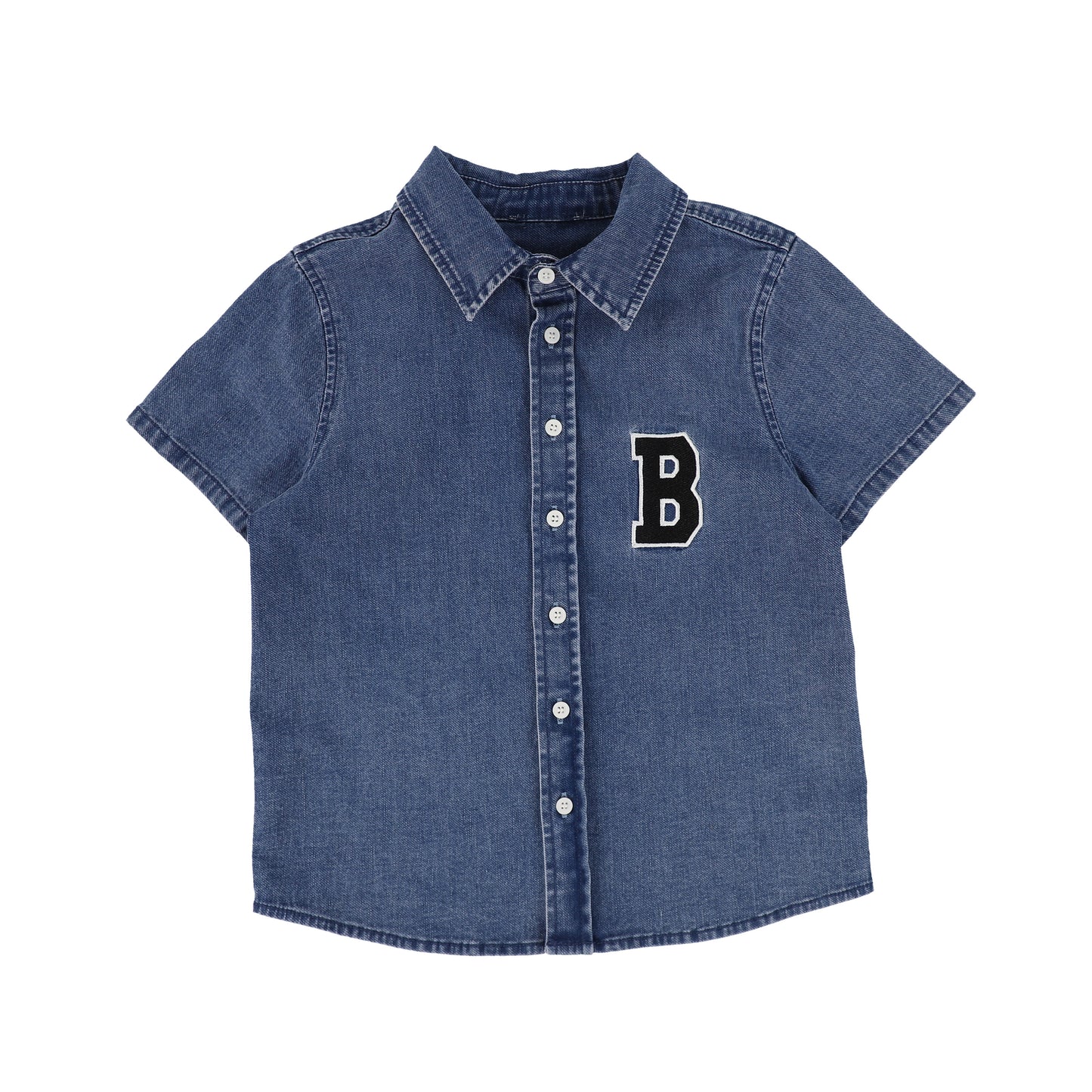 Denim Letter Patch SS Blouse