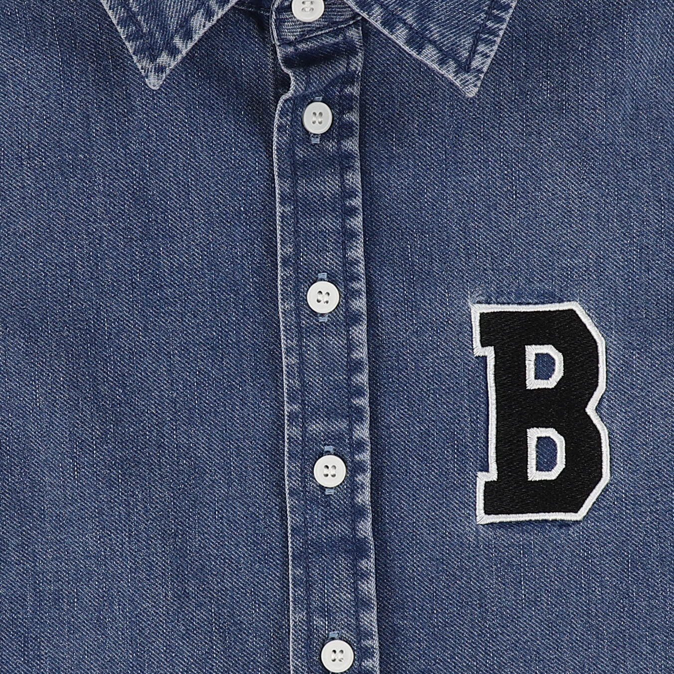 Denim Letter Patch SS Blouse