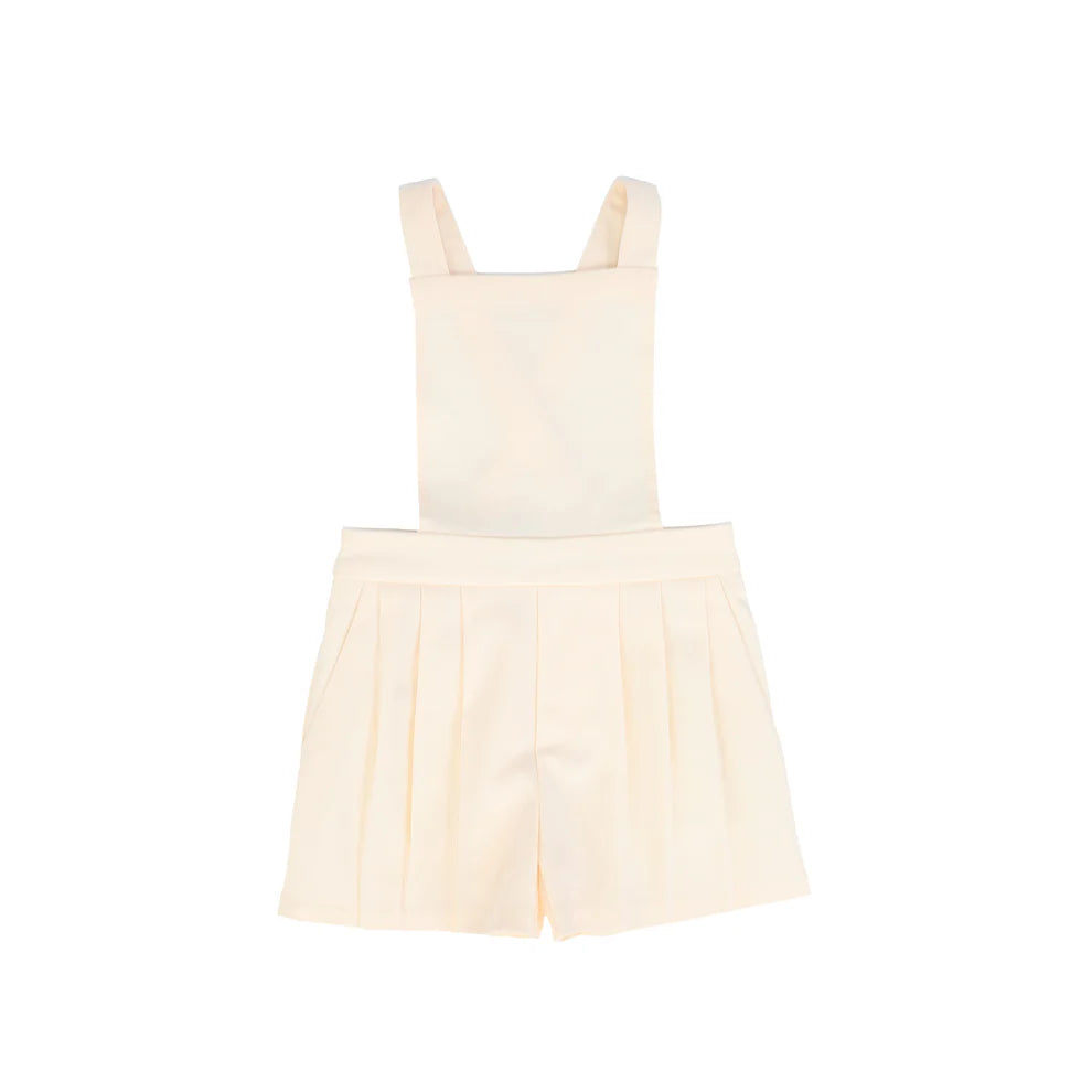 Wool Pleated Overalls - Cream