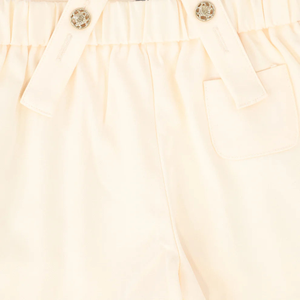 Wool Pleated Overalls - Cream