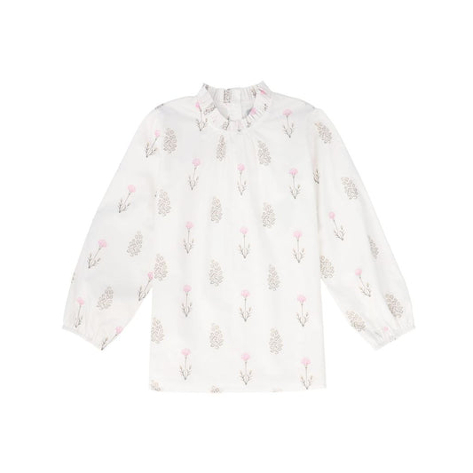 Scattered Floral Gathered Neck Blouse