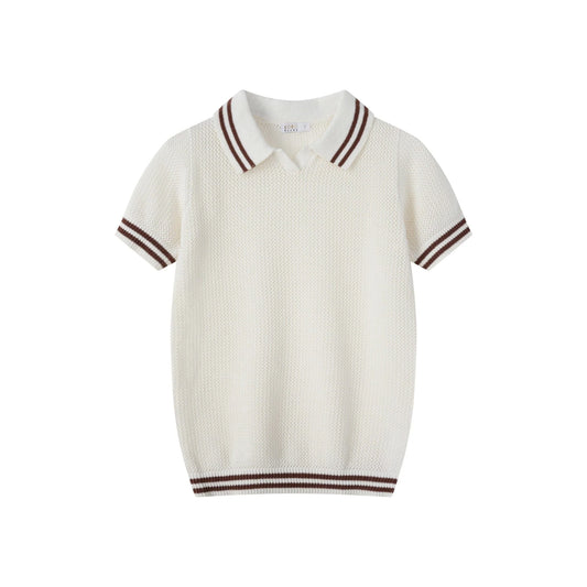 Cream Mesh Polo