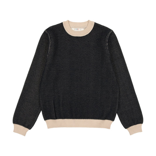Honey Comb Crew Sweater- Navy