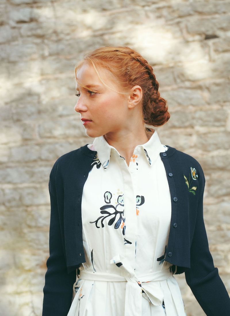 Ribbed Knit Embroidered Cardigan