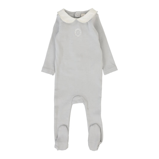 Emblem Embroidered Footie - Pale Blue