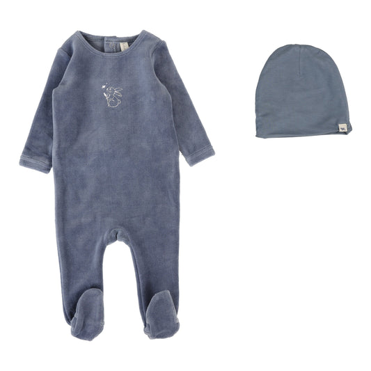 Velour Forest Graphic Footie Set Slate
