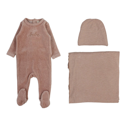 Velour Bebe Layette Set Heather Pink