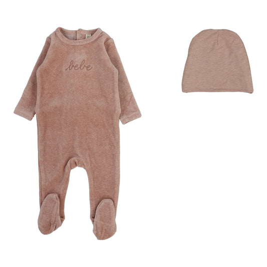 Velour Bebe Footie Set Heather Pink