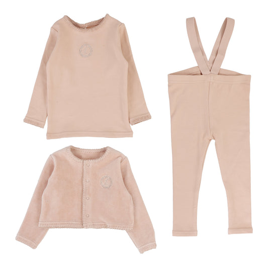 Velour Cardi Lounge Set Dusty Pink