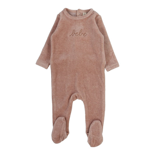 Velour Bebe Footie Heather Pink