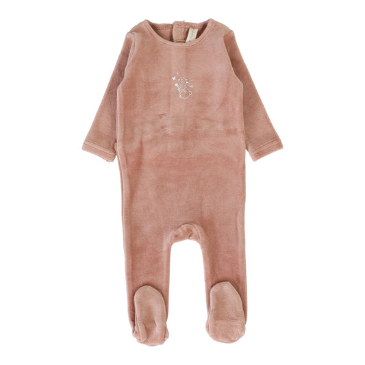 Velour Forest Graphic Footie Deep Pink