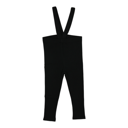 Rib Suspender Leggings- Black
