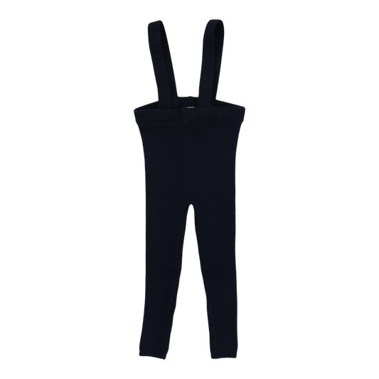 Knit Long Suspender Leggings Navy