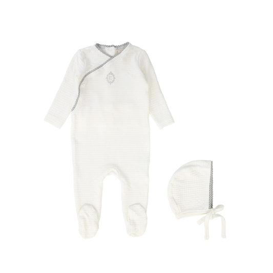 White/Blue Medallion Wrap Footie