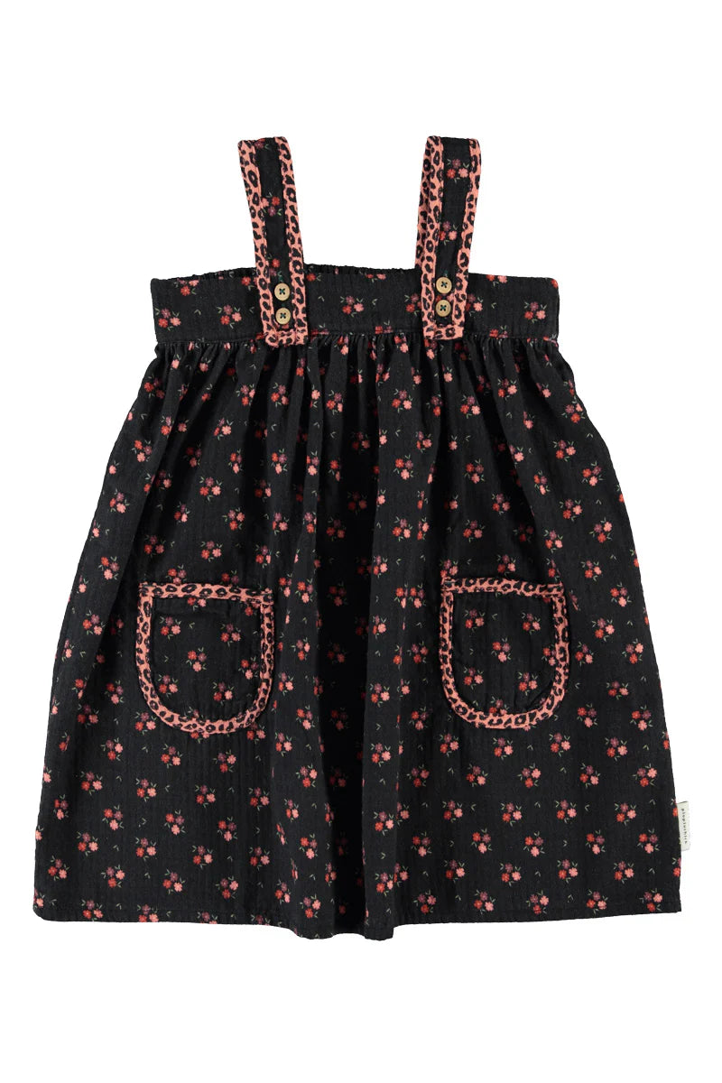 Short Dress Black with Flowers