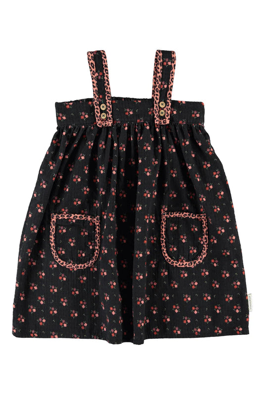 Short Dress Black with Flowers