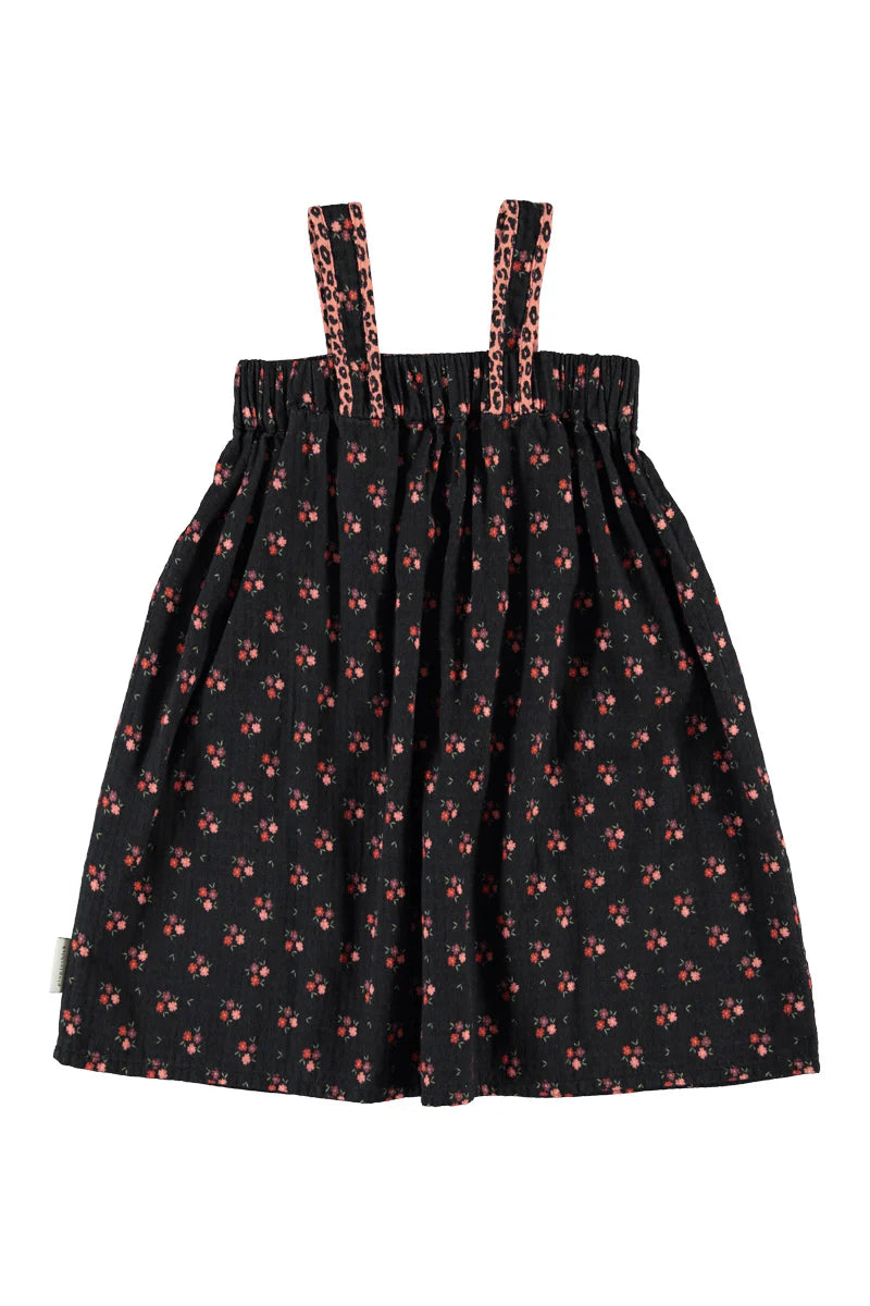 Short Dress Black with Flowers