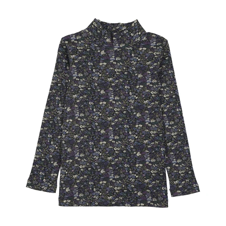 Mockneck T-Shirt Navy Liberty Print