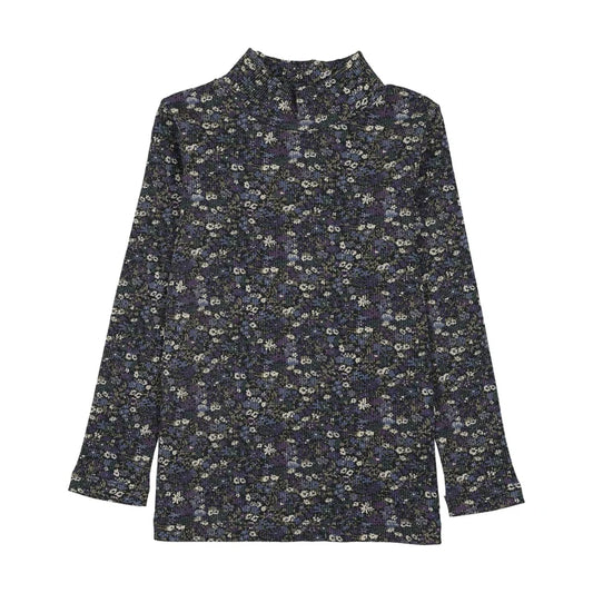 Mockneck T-Shirt Navy Liberty Print