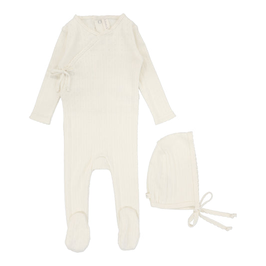 FINE POINTELLE FOOTIE SET Cream