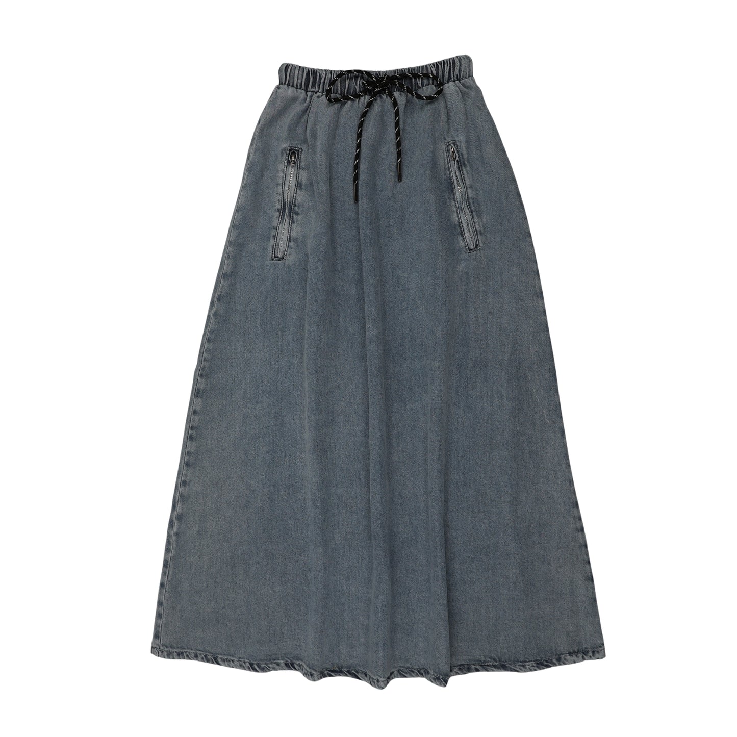 Light Denim Maxi Zipper Skirt