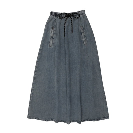 Light Denim Maxi Zipper Skirt