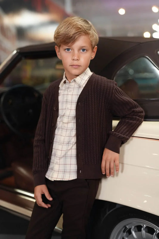 Walter Cocoa Cable Cardigan