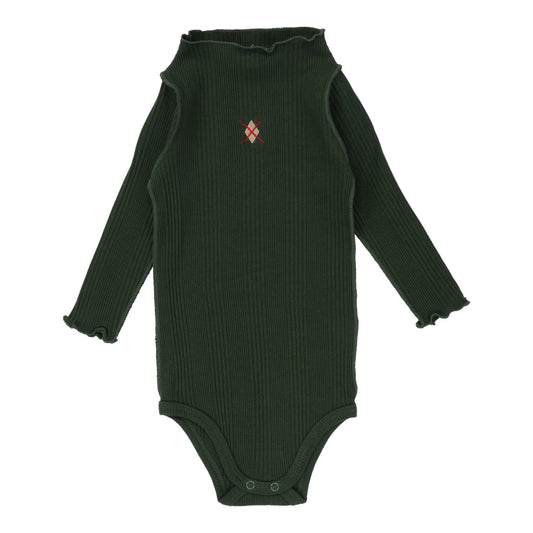 Ribbed Funnel Neck Onesie Green/Em