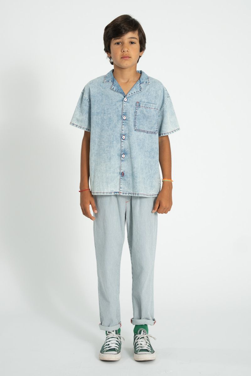 Hawaiian Shirt Blue Light Denim