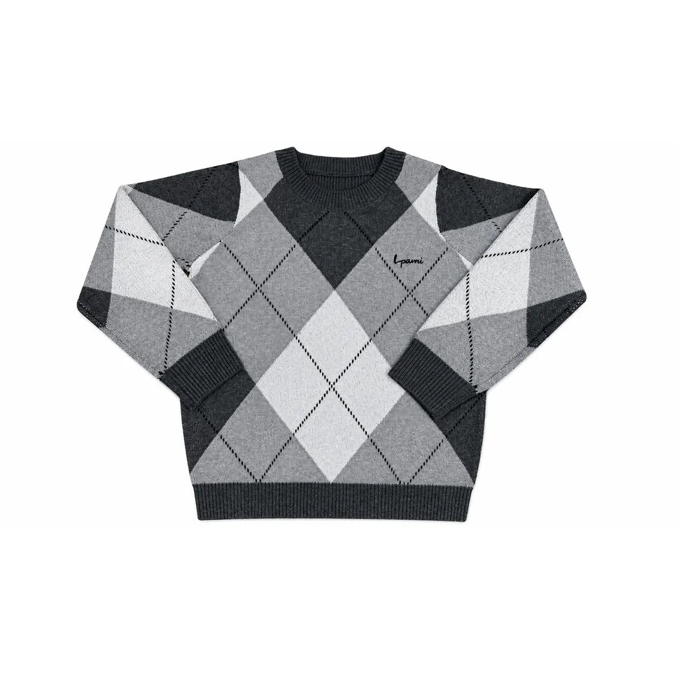 Boys Argyle Sweater - Grey