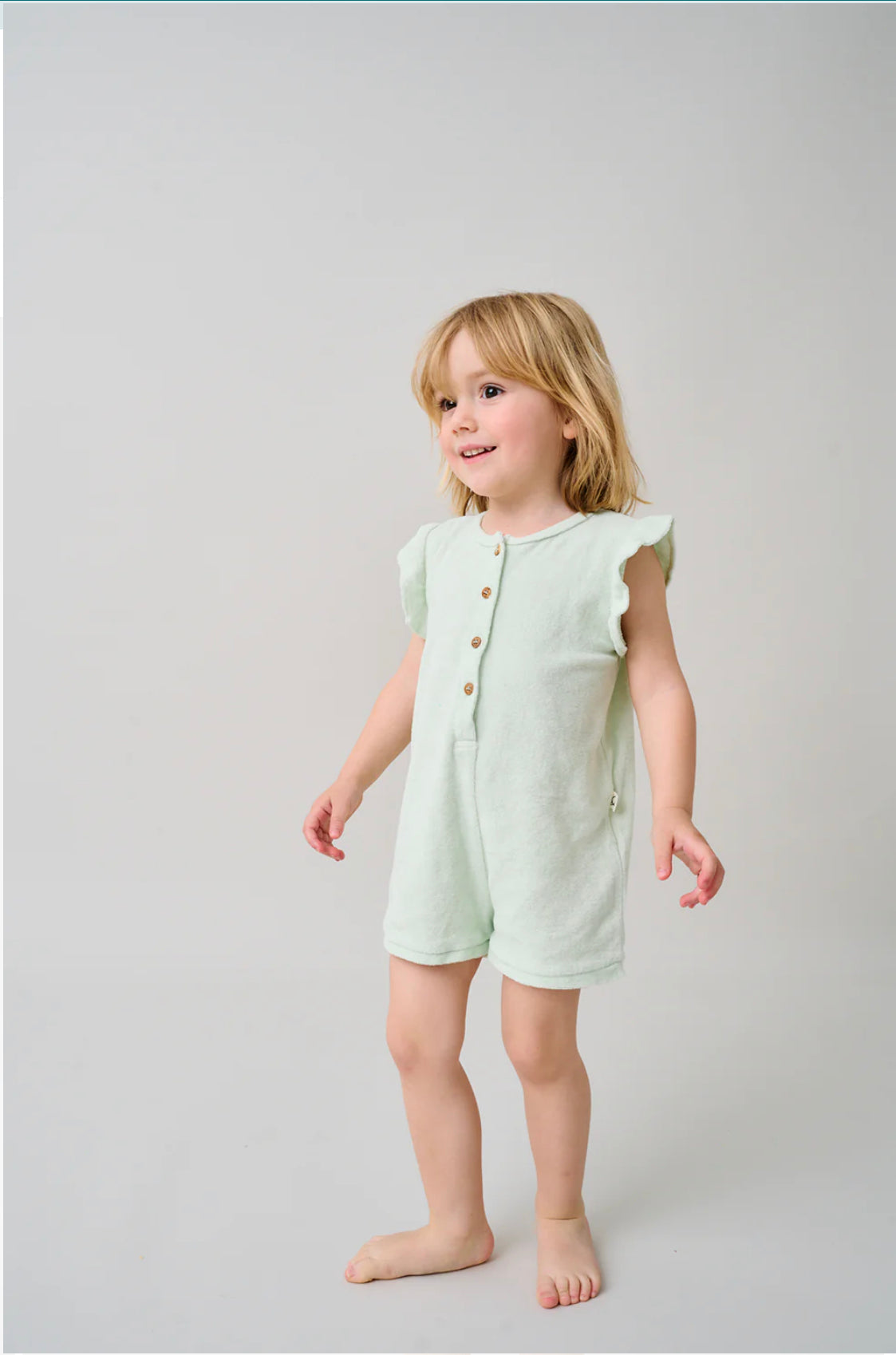 Terry ruffle baby jumpsuit Green